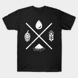 Retro Distressed Homebrew Beer Ingredients T-Shirt